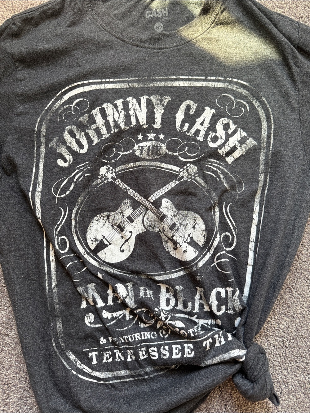 Johnny Cash Graphic Tee - Womans Black Crewneck Shirt - Picture 3 of 6